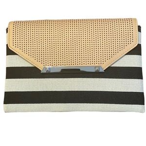 stella & dot Always By Your Side Magnetic Close Clutch Purse Wallet Stripe Bag